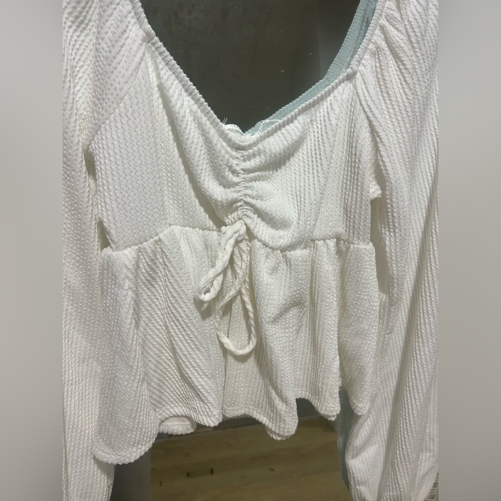Altar'd State Ivory Ribbed Blouse - Picture 3 of 5